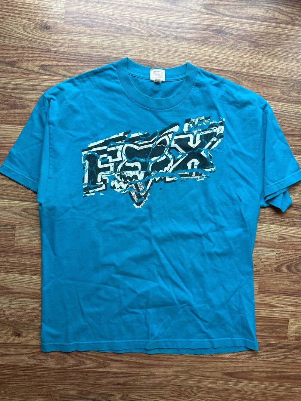 Vintage Y2K Fox Racing Shutter Graphic Motocross T-Shirt Blue XL